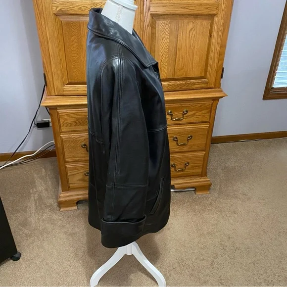 Tibor Leathers VTG Men’s Black Leather Coat Made in USA Thinsulate Lined Sz XL